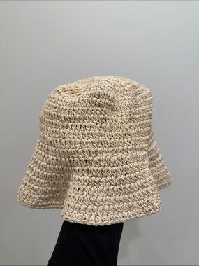 Straw Crochet Bucket Hat (Natural)
